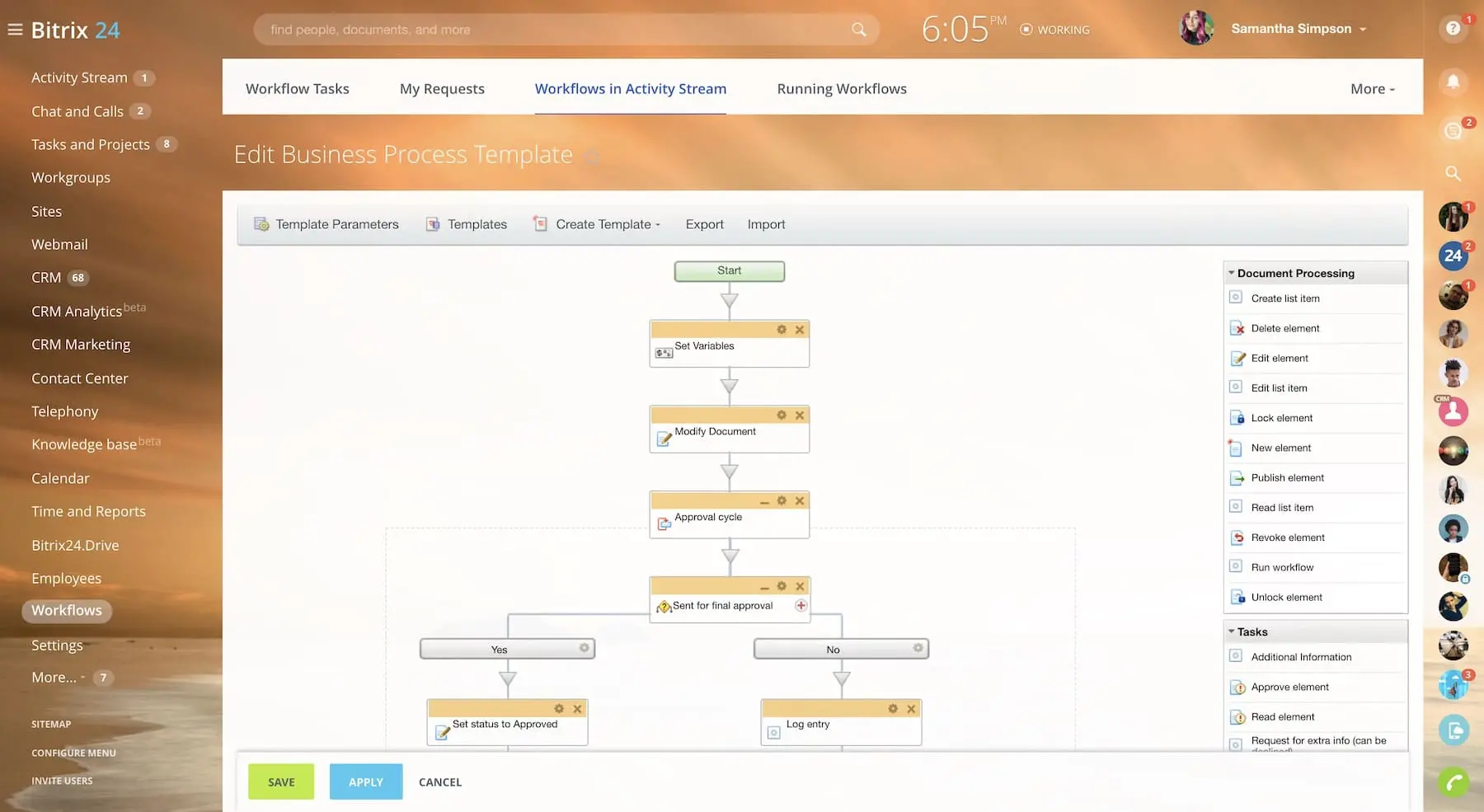 Online Workflows for Business Processes