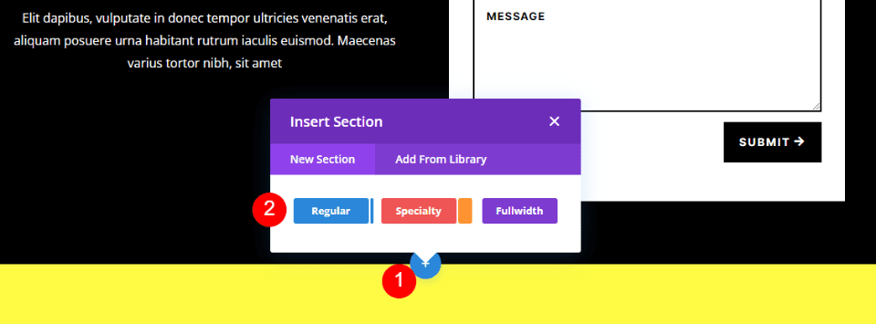 Add a Regular Section and Row