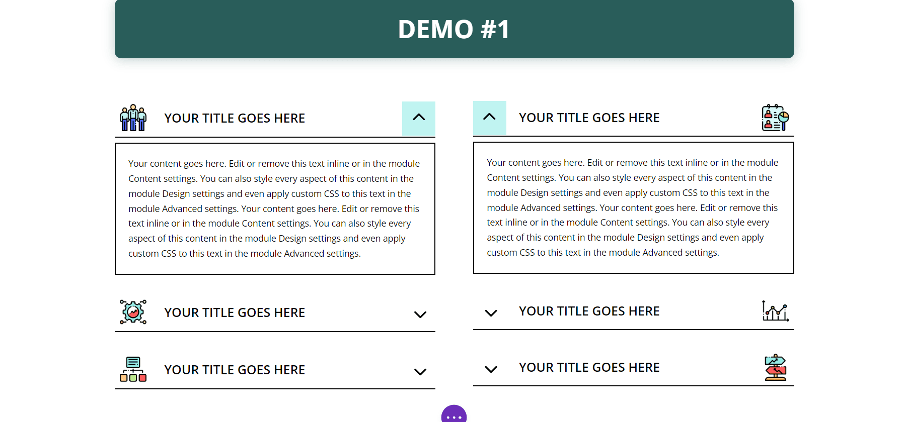 Divi Accordions Plus Demos