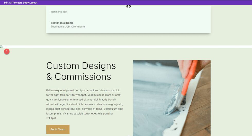 Divi Matching Portfolio and Projects Paste Section