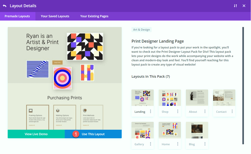 Divi Matching Portfolio and Projects Use Layout
