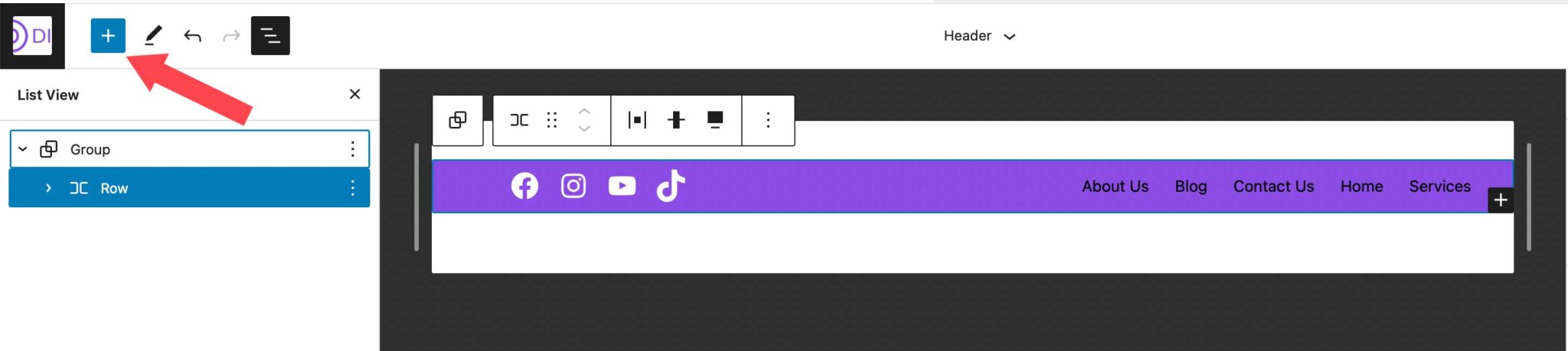 WordPress block inserter