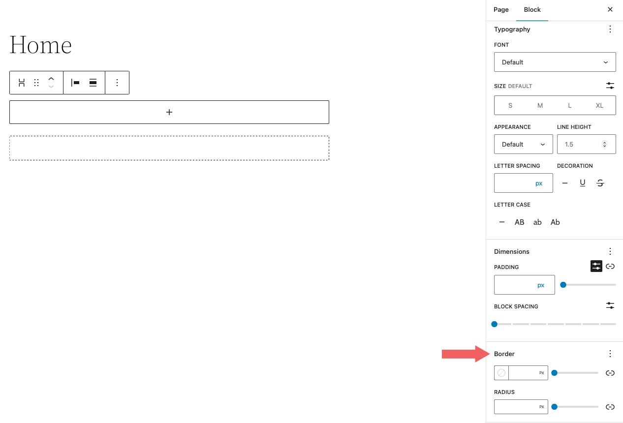 border settings