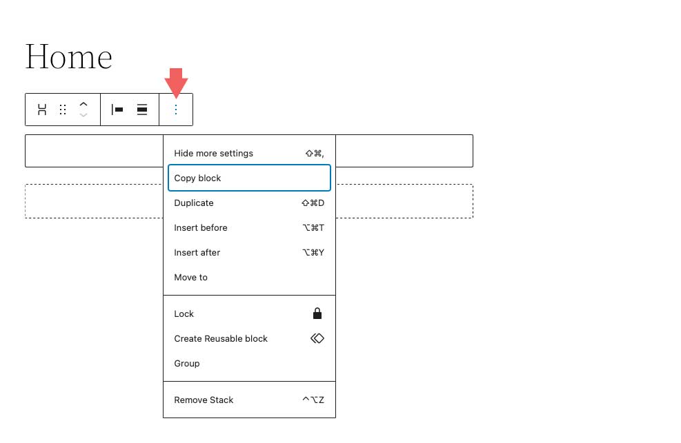 Stack Block more settings