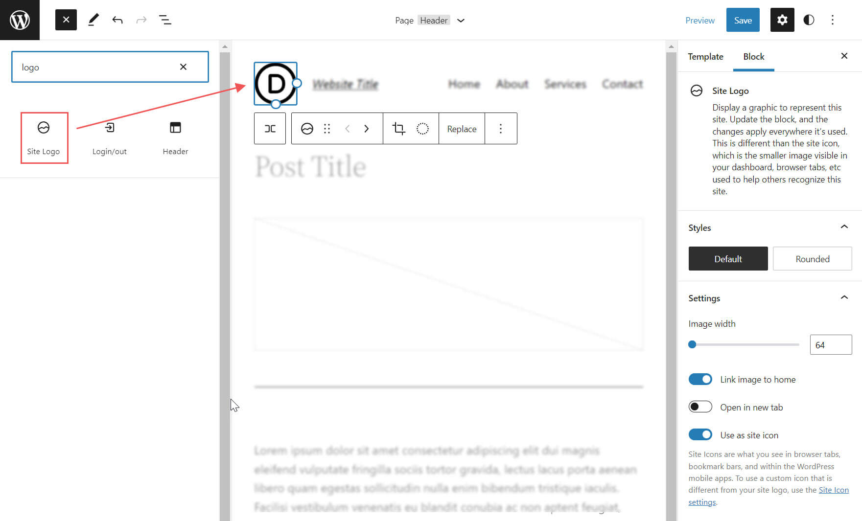 How to Use the WordPress Site Logo Block