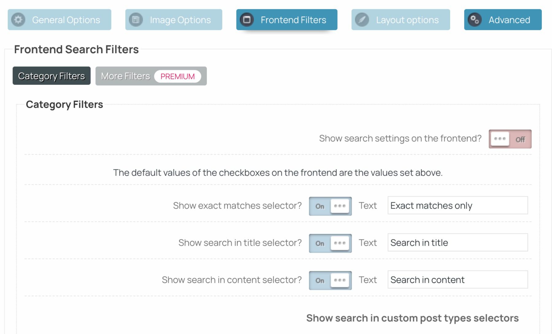 Ajax lite settings page