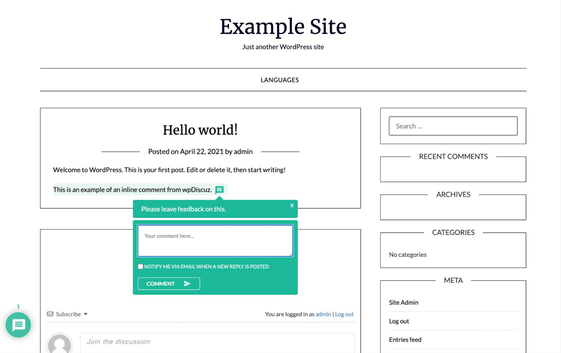 The wpDiscuz inline commenting feature.