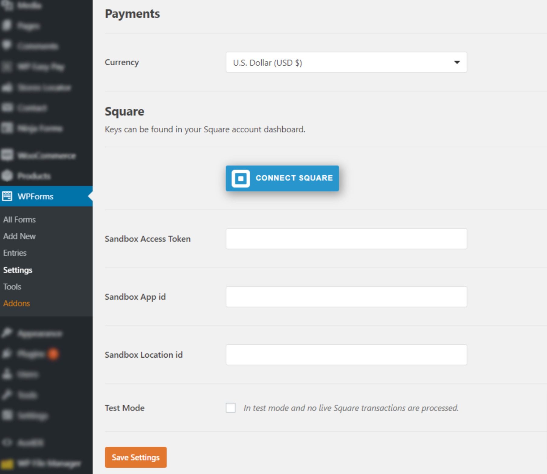 Connect Square to WPForms